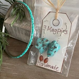 Turquoise Beaded Bracelet and Earrings Set